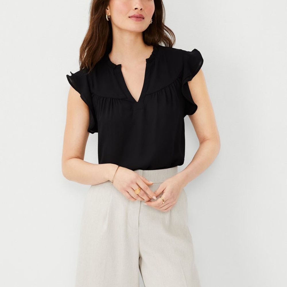 Ann Taylor Black Ruffled Women's Top